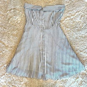 strapless striped button up dress